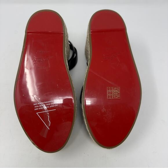 Christian Louboutin Mariza Zeppa 130 Black Espadrille Wedge Sandal EU 38 - Picture 10 of 11